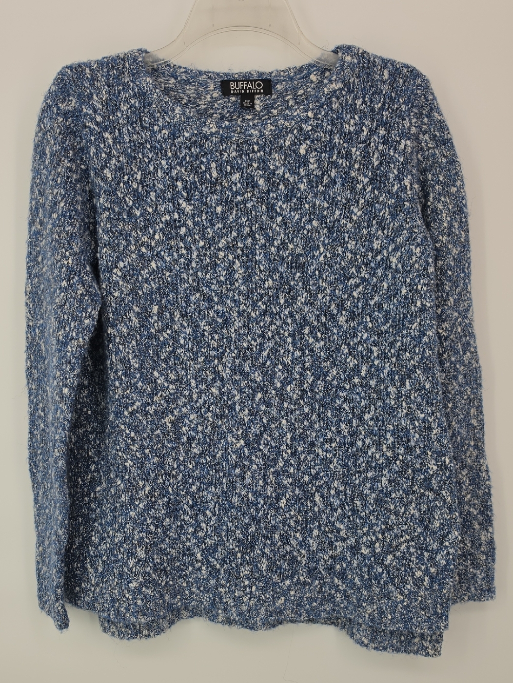 Buffalo David Bitton Sweater Women S/P Blue Marled Knit Long Sleeve Pullover